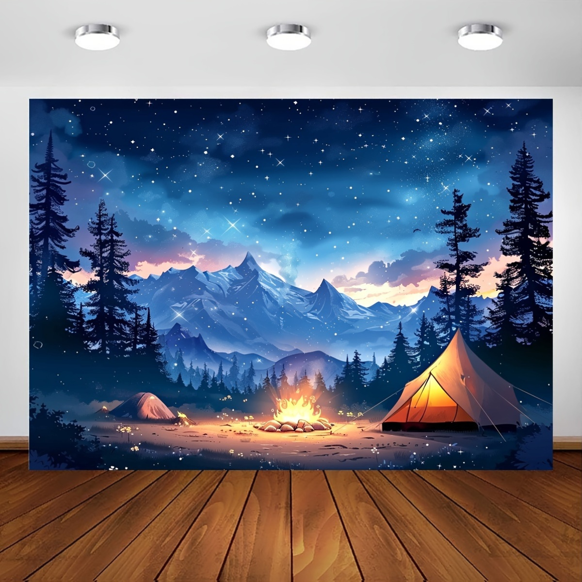 Outdoor Adventure Tent - خلفية تخييم مسطحة ثنائية الأبعاد بتصميم
