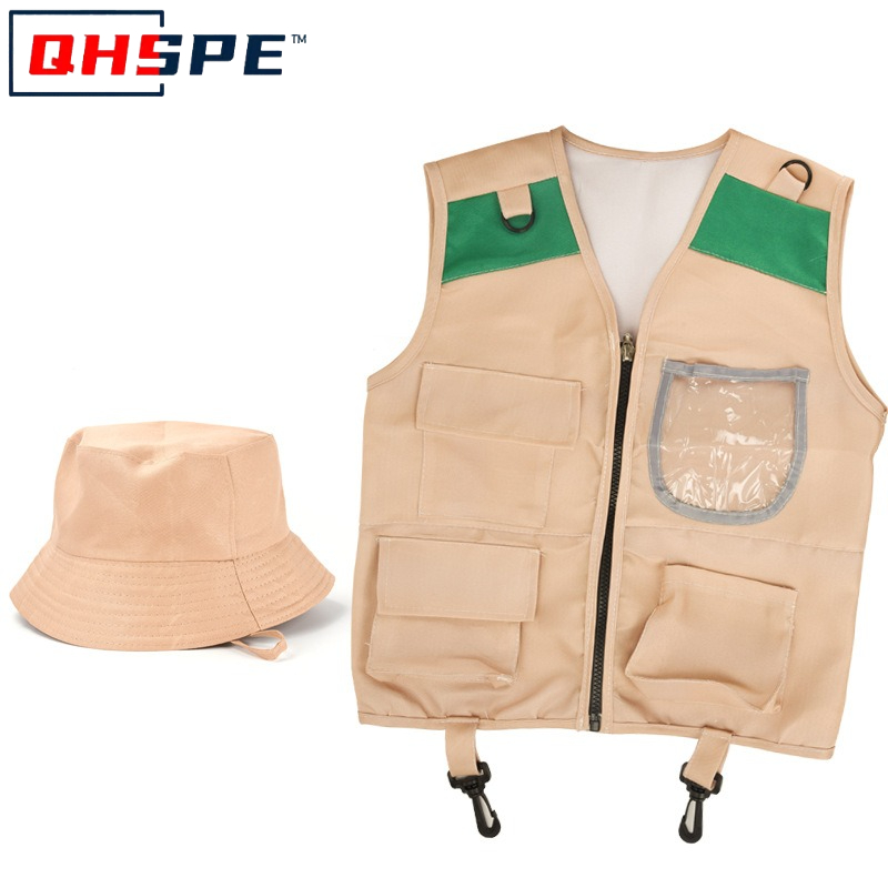 Outdoor Adventure Kit For Boys - سترة وقبعة إكسبلورر للأطفال، سترة سفاري