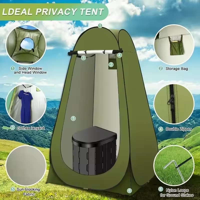 ‌ خيمة تواليت منبثقة محمولة لل - مراجعة Outdoor Adventure Tent وسعره