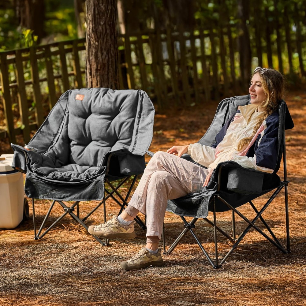 كرسي تخييم متين مقاس XL مع وسا - مراجعة Outdoor Adventure Xl وسعره